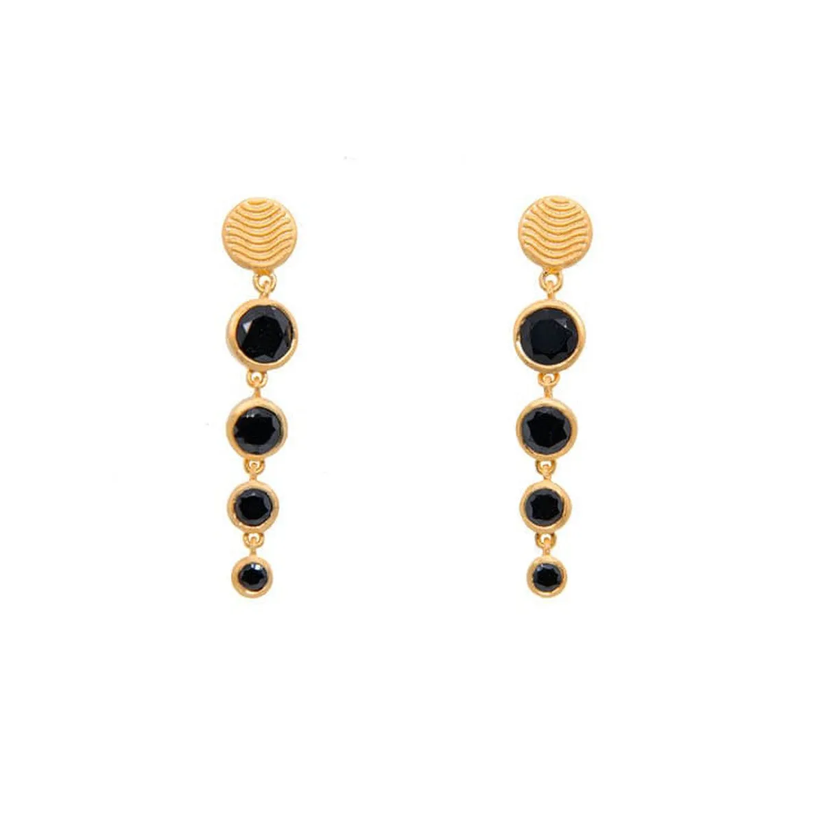 Serenity 4 Bezel Black Spinel 24K Gold Vermeil Earrings