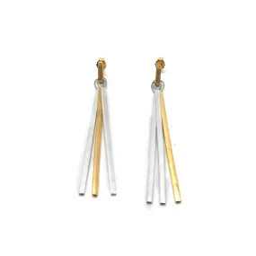 Silver and Gold Layered Bar Earrings