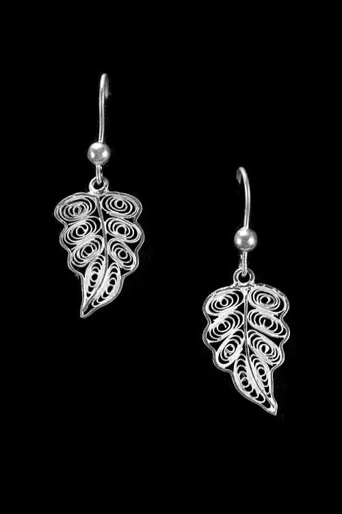 Silver Linings "Peepal" Silver Filigree Handmade Dangle Earrings