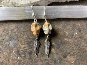 Skull And Feather Earrings