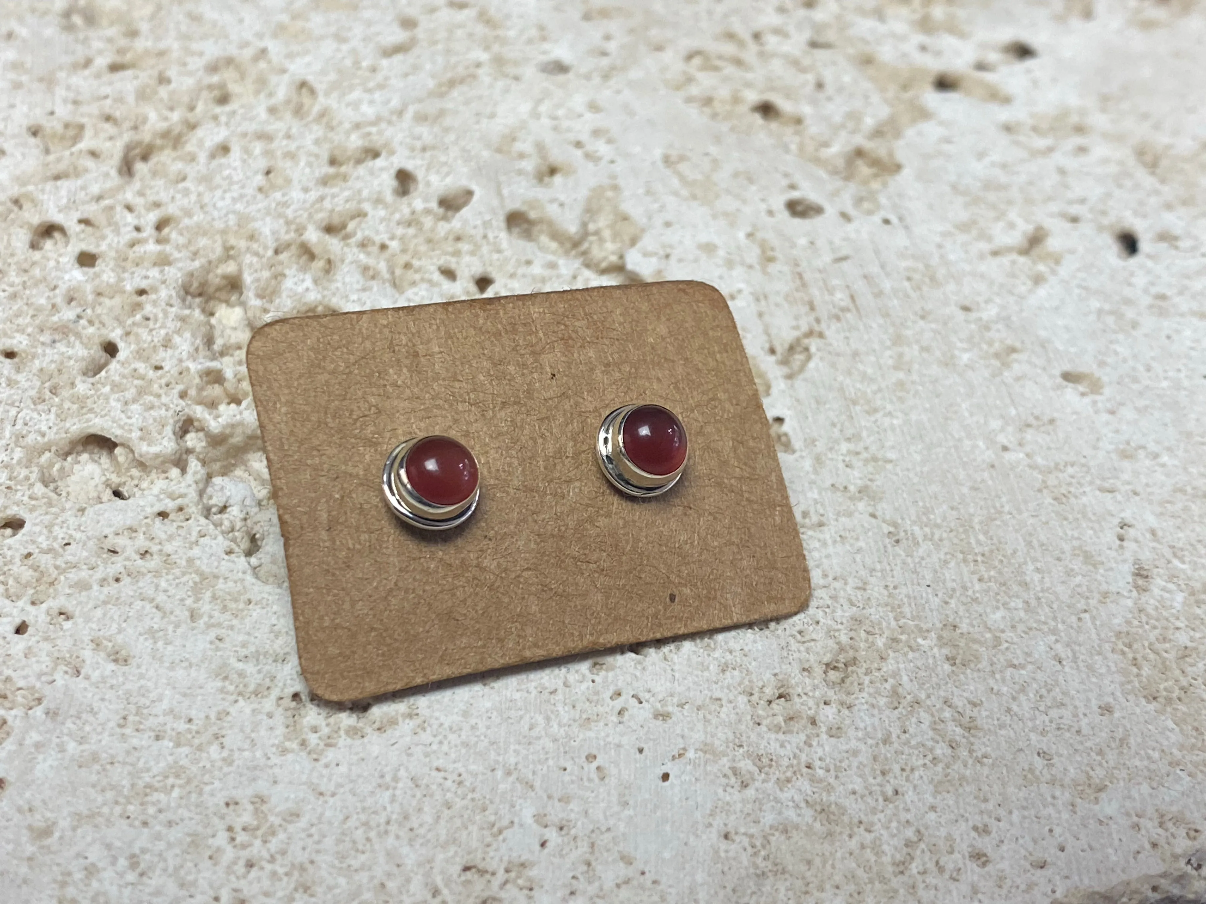 Small Carnelian Silver Studs - Three Styles