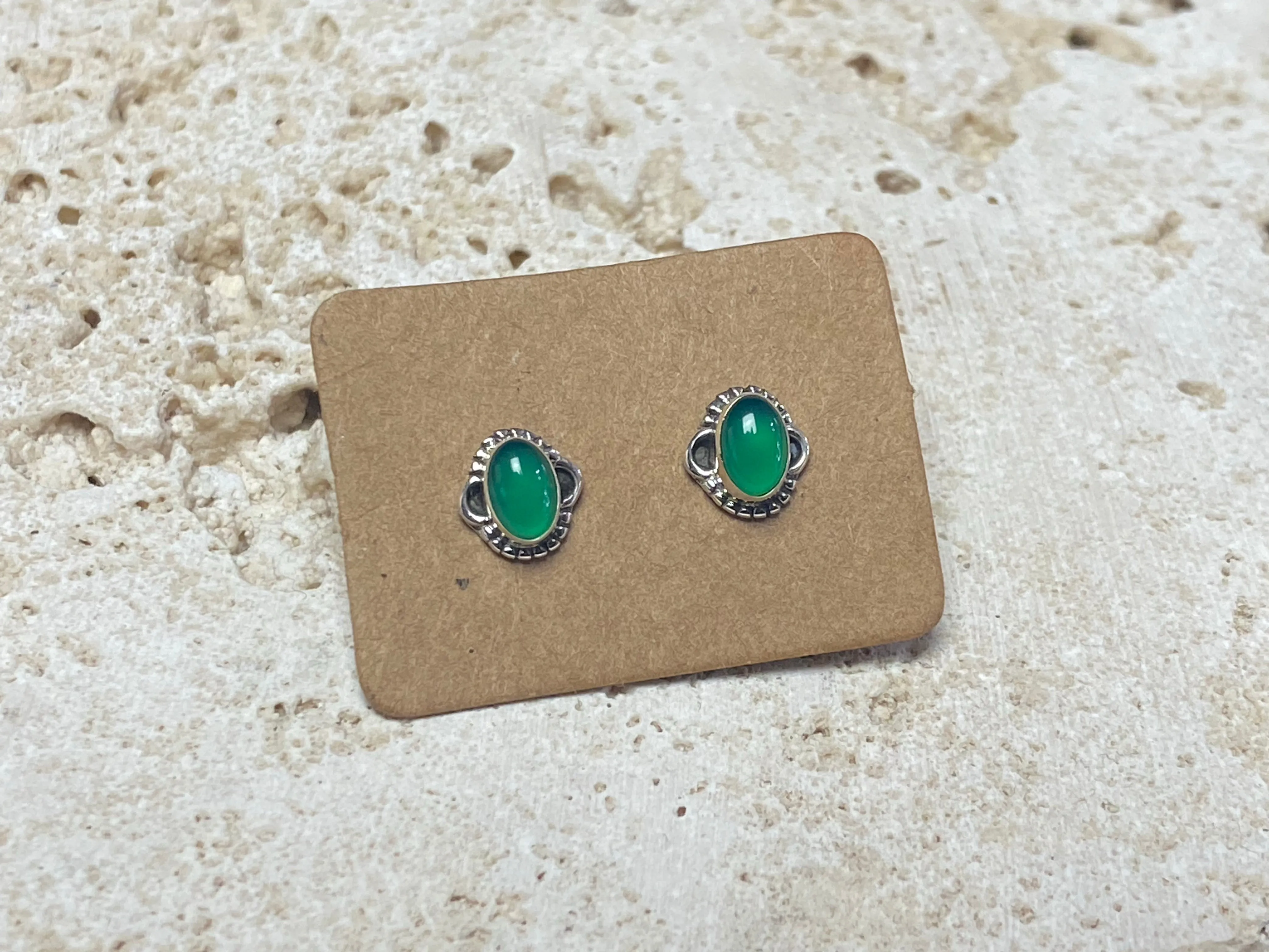 Small Chrysoprase Silver Studs - Four Styles