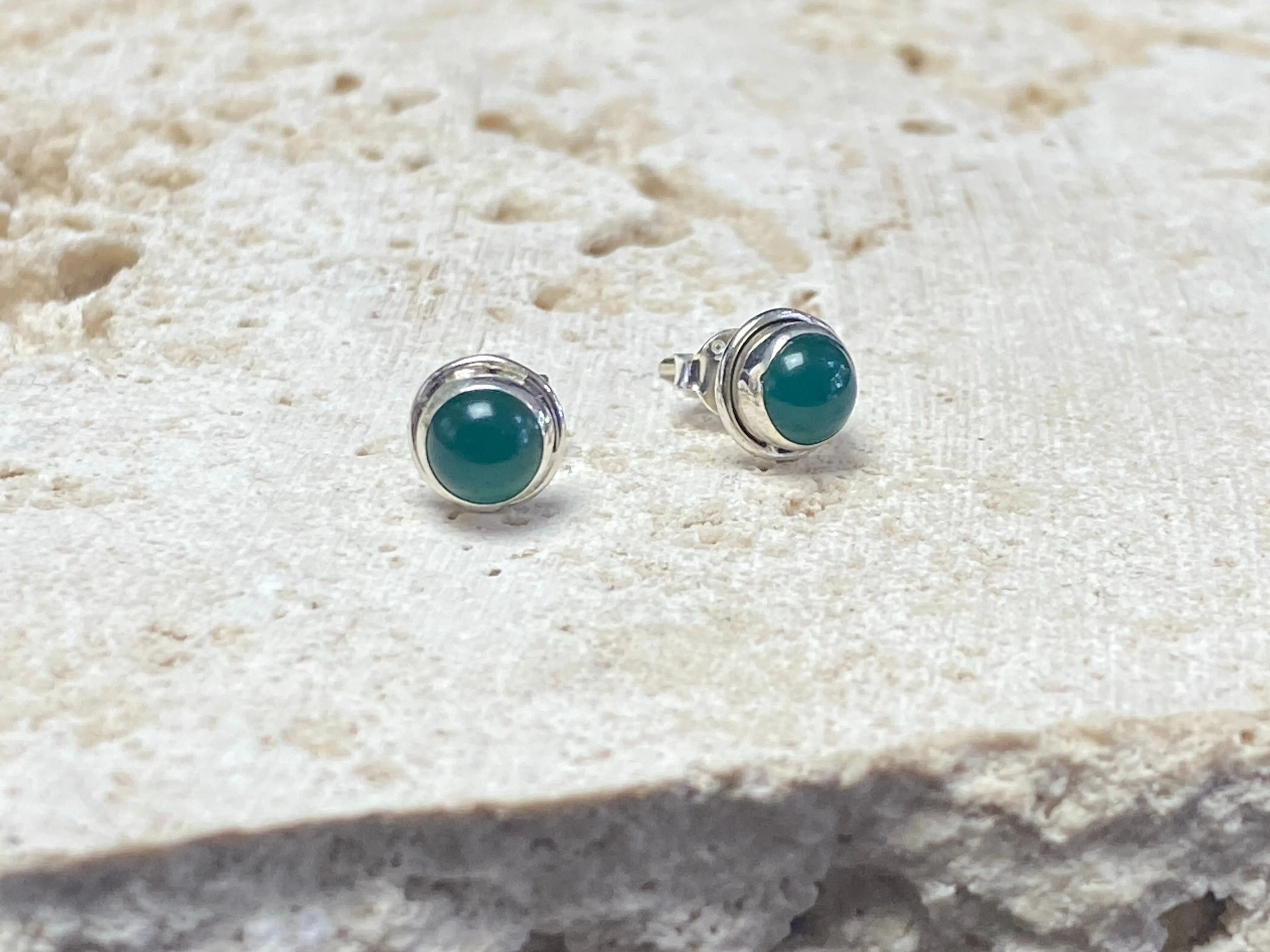 Small Chrysoprase Silver Studs - Four Styles