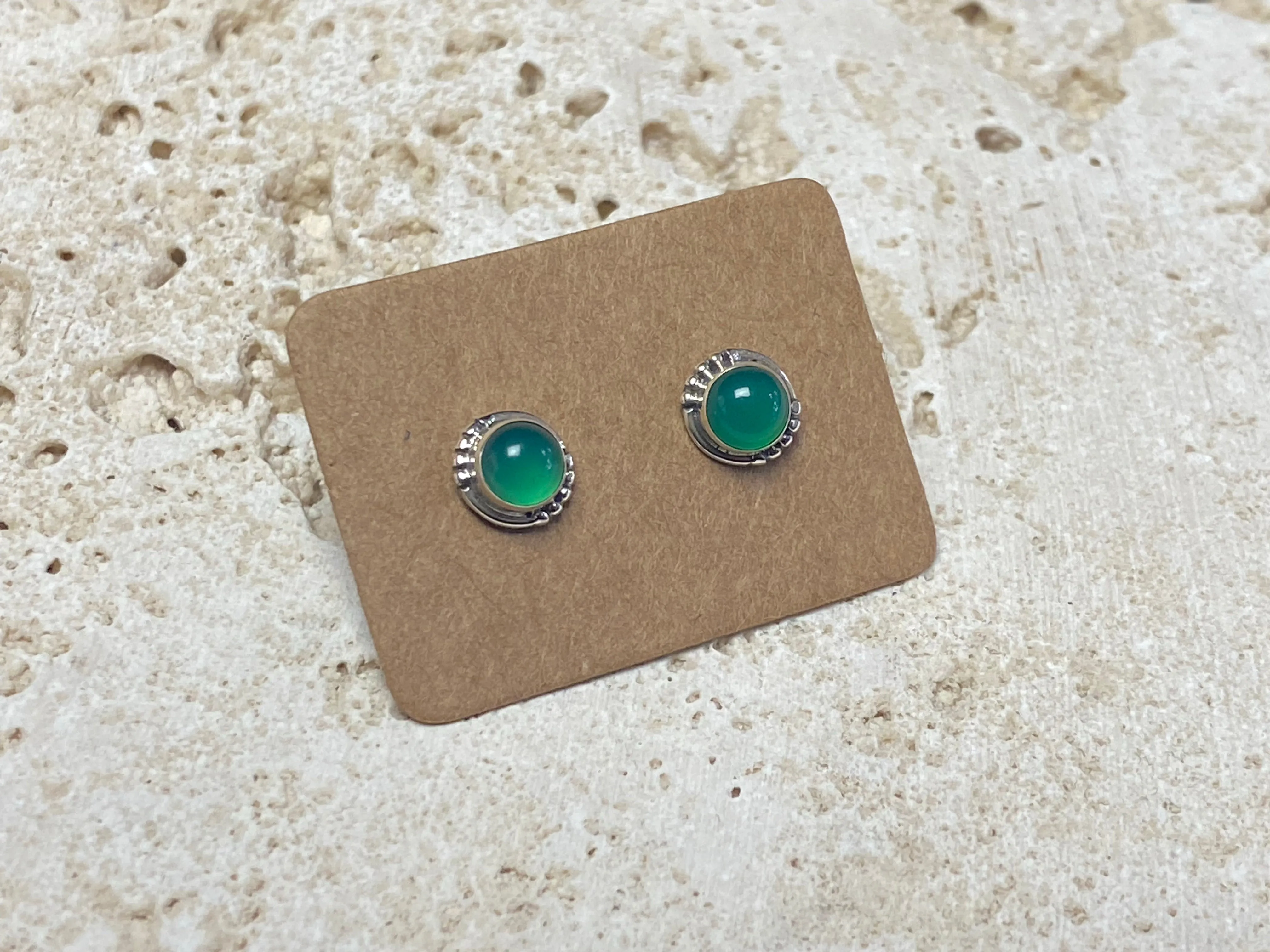 Small Chrysoprase Silver Studs - Four Styles