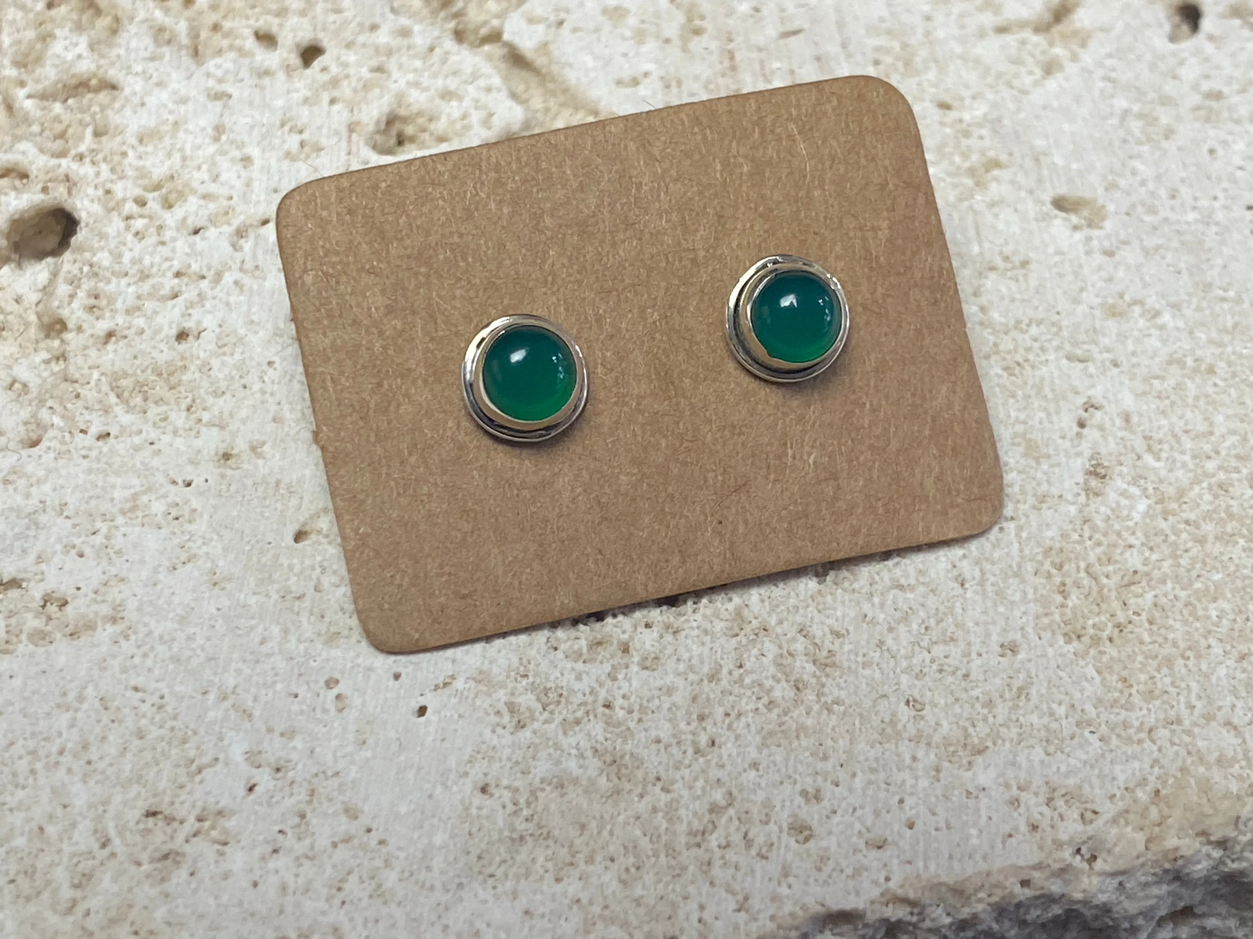 Small Chrysoprase Silver Studs - Four Styles