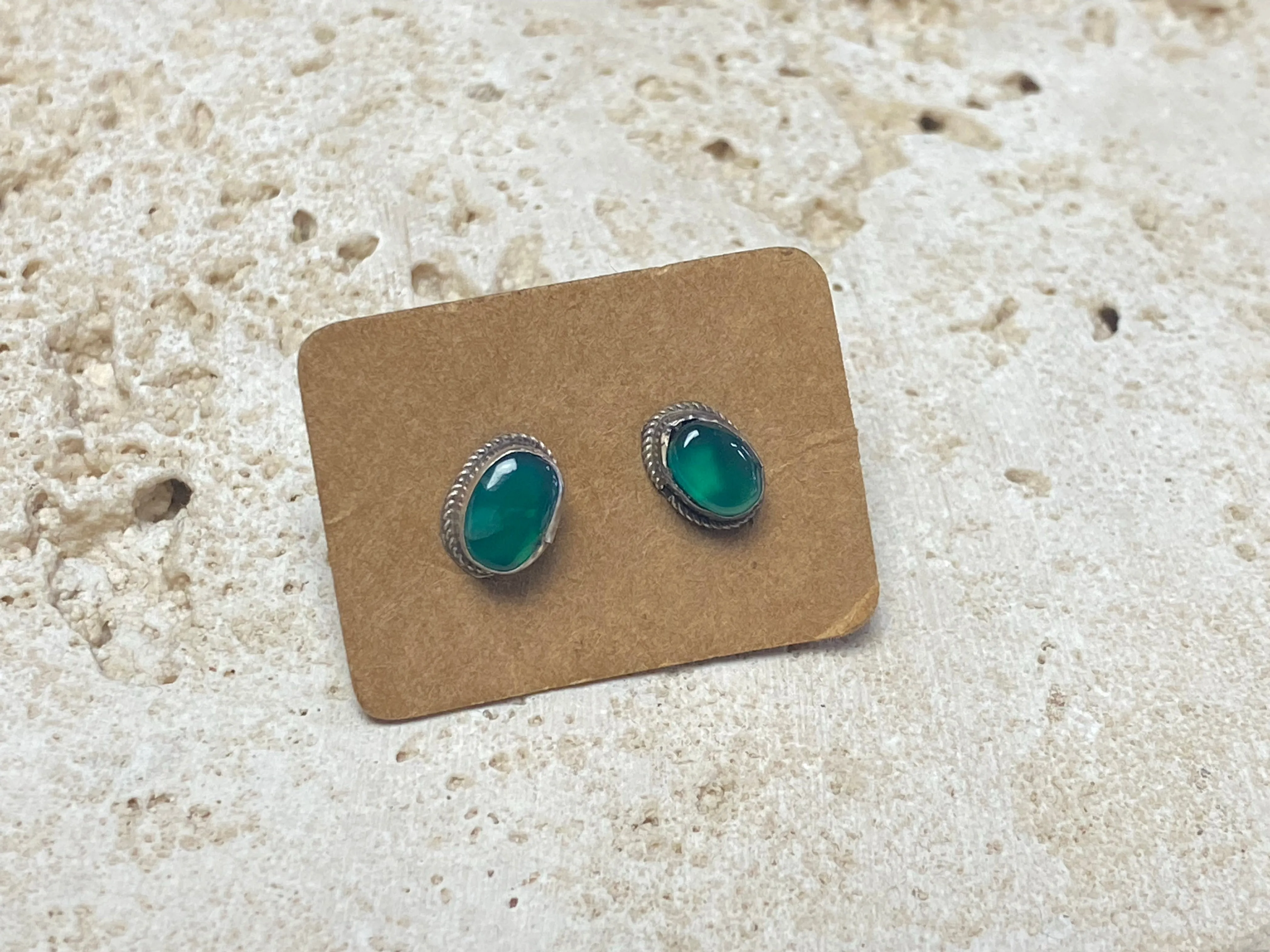 Small Chrysoprase Silver Studs - Four Styles