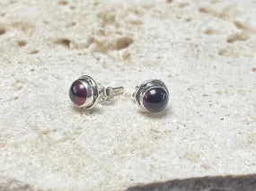 Small Garnet Silver Studs - Three Styles