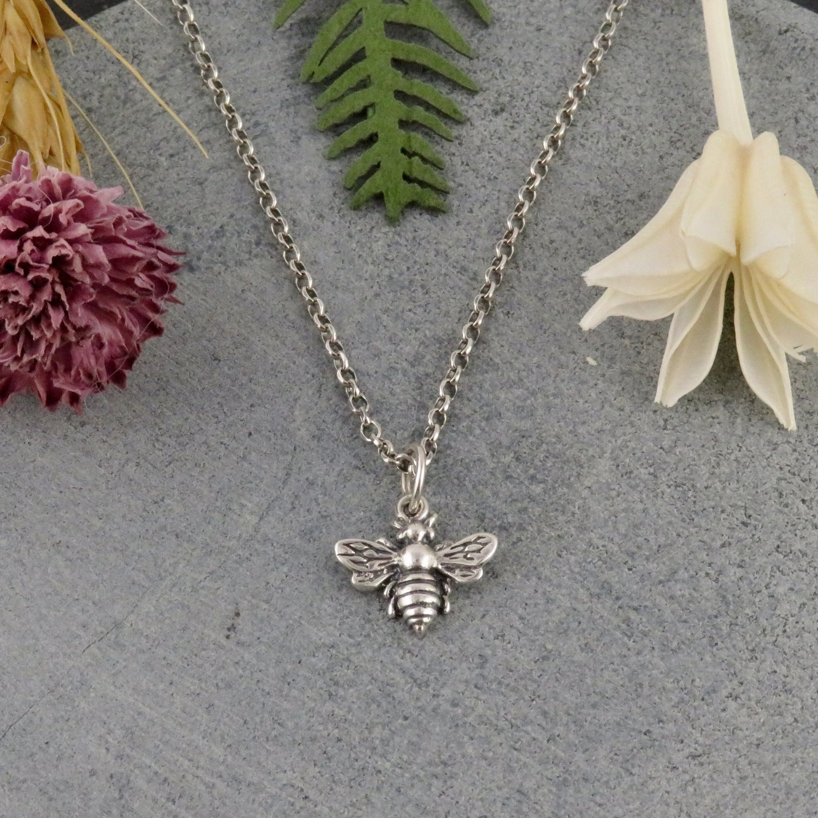 Small Sterling Bee Necklace