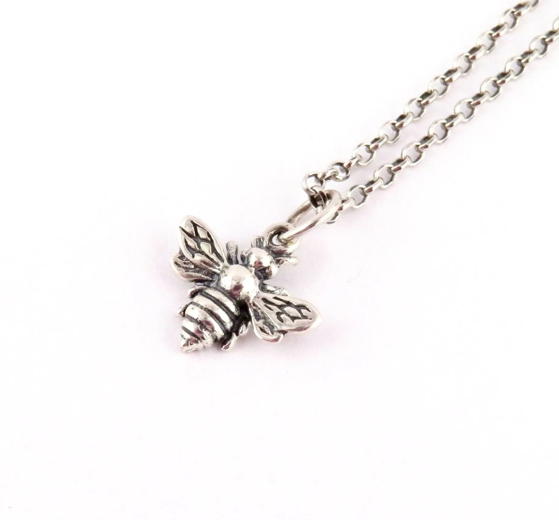 Small Sterling Bee Necklace