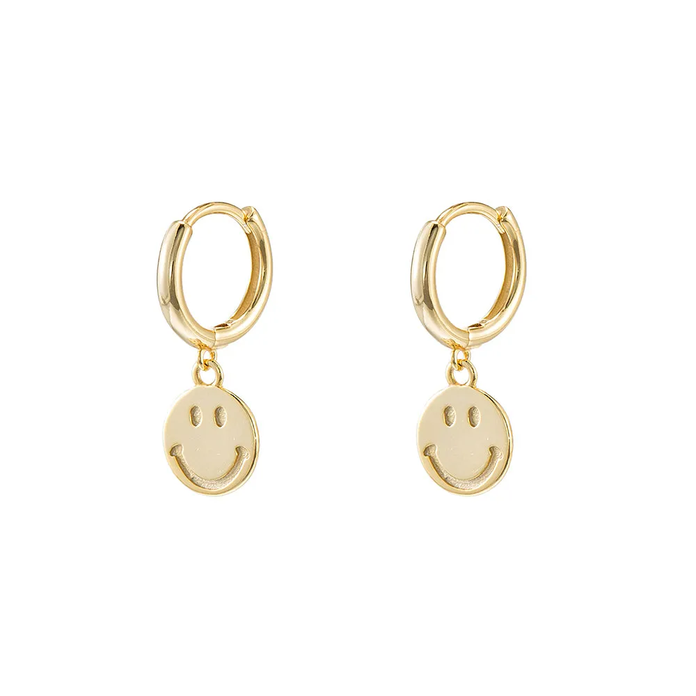 Smiley Face Huggie Earrings