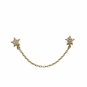 Star Double Chain Stud Earrings