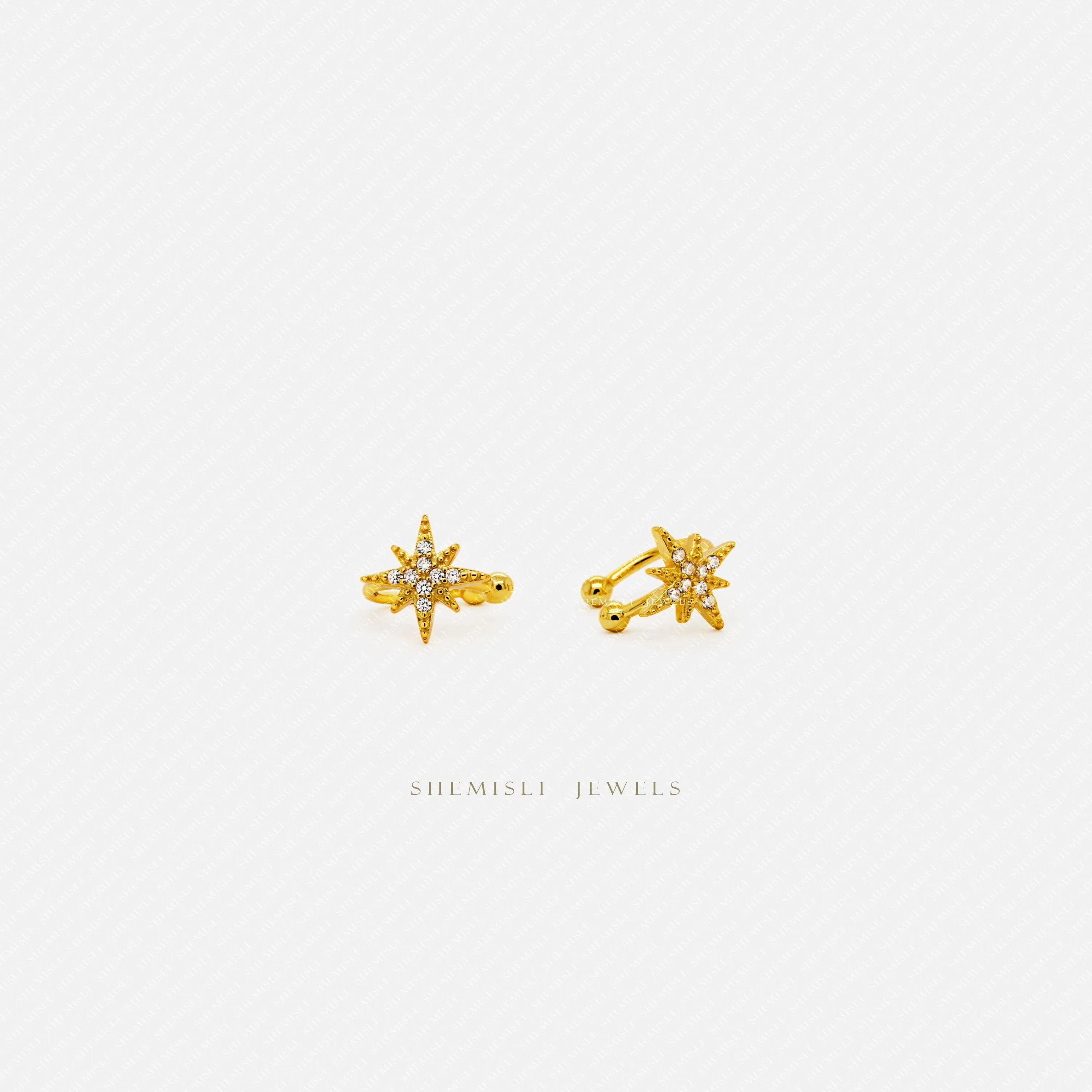 Starburst Ear Cuff, Star Conch Cuff, Earring No Piercing is Needed, Gold, Silver SHEMISLI - SF058