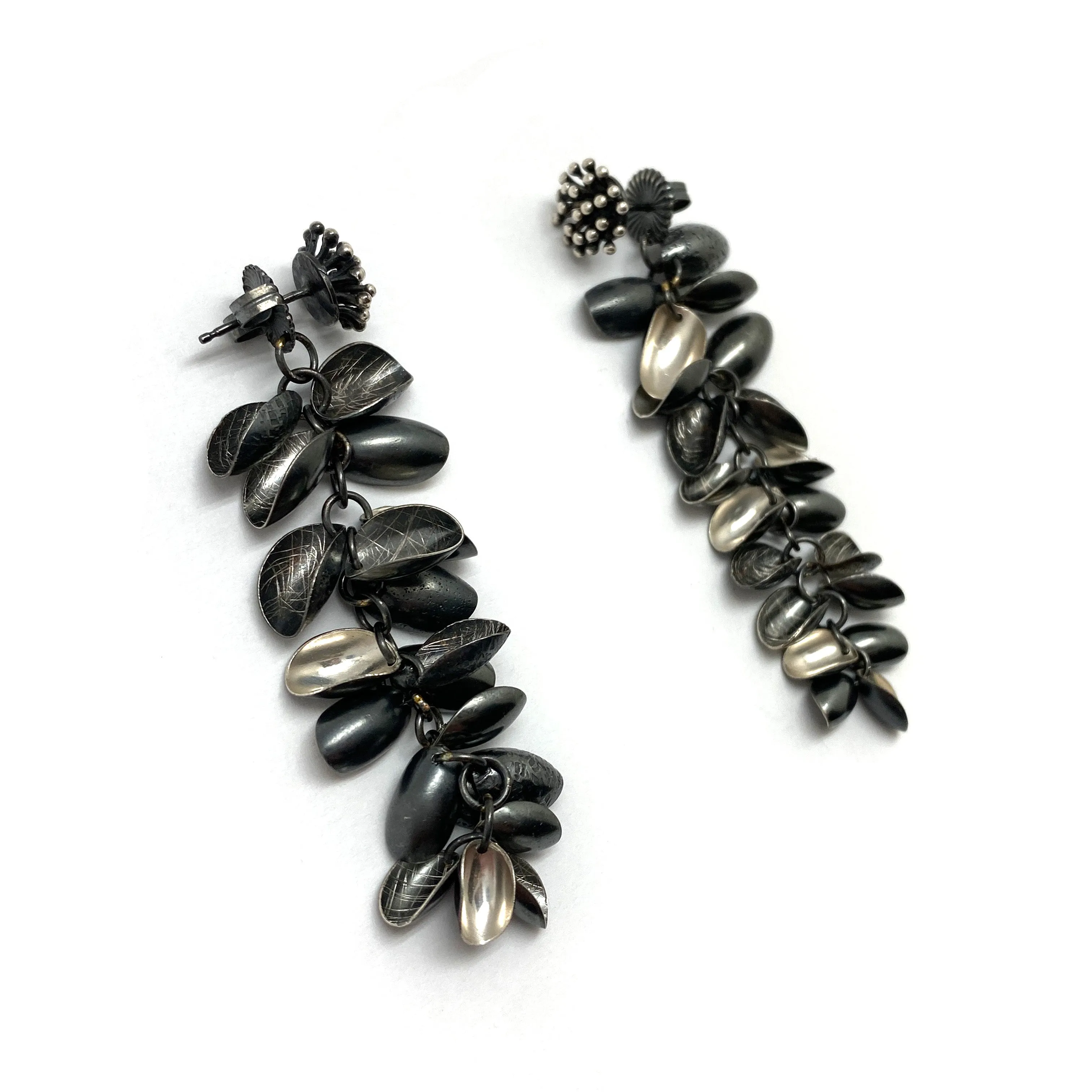 Starburst Studs with Long Silver Petal Jackets