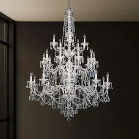 Sterling 25 Light Silver Chandelier with Clear Heritage Crystals