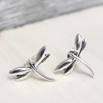 Sterling Silver Dragonfly Stud Earrings