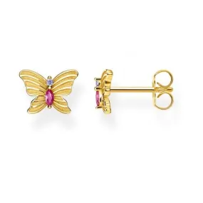 Sterling Silver Multicoloured Butterfly Gold Ear Studs H2100-995-7