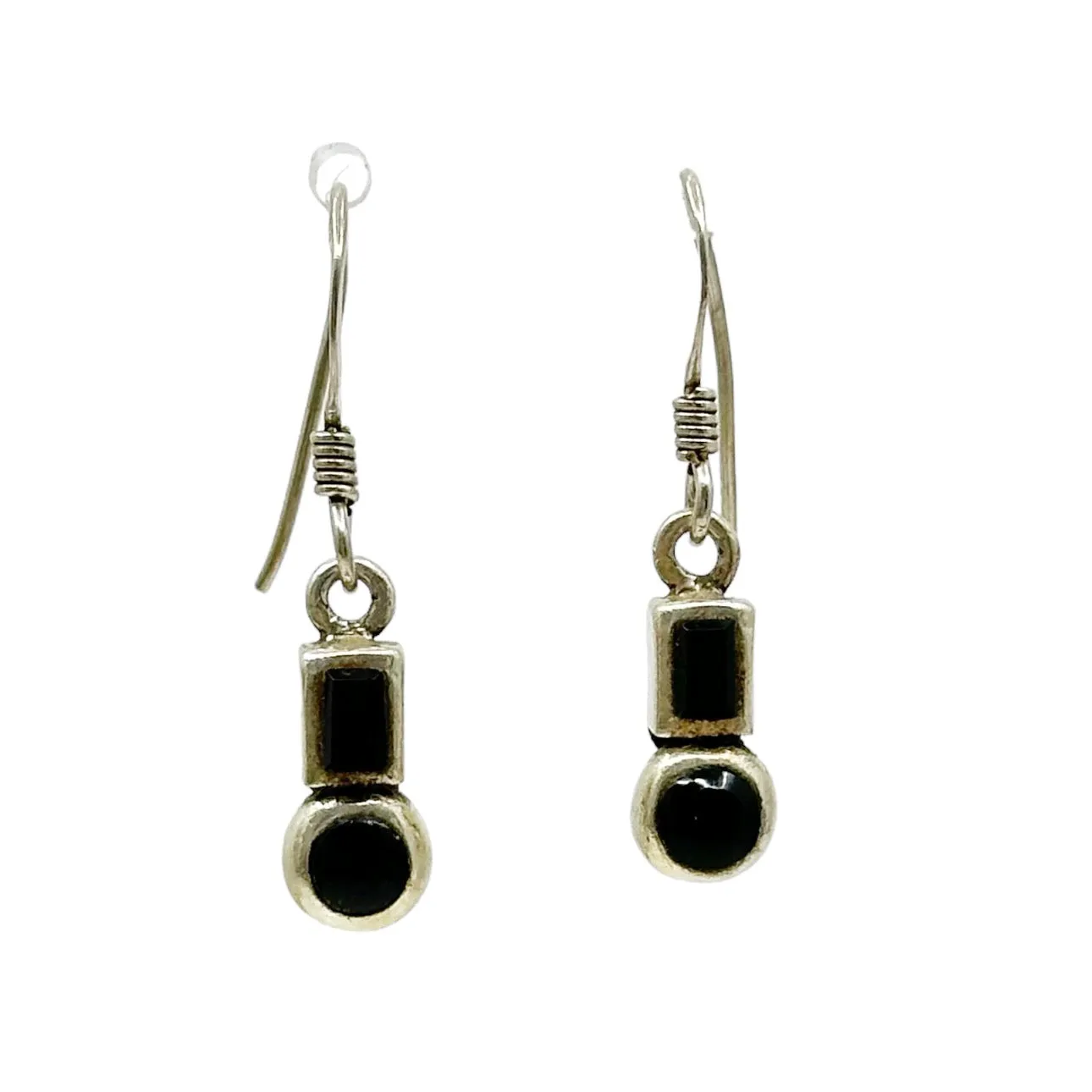 sterling silver onyx drop earrings GM41