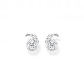 Sterling Silver Wave White Stones Earrings H2226-051-14