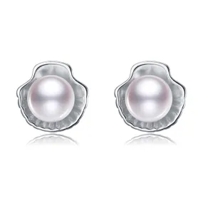 Stunning Sterling Silver and White Freshwater Pearl Stud Earrings - 8mm