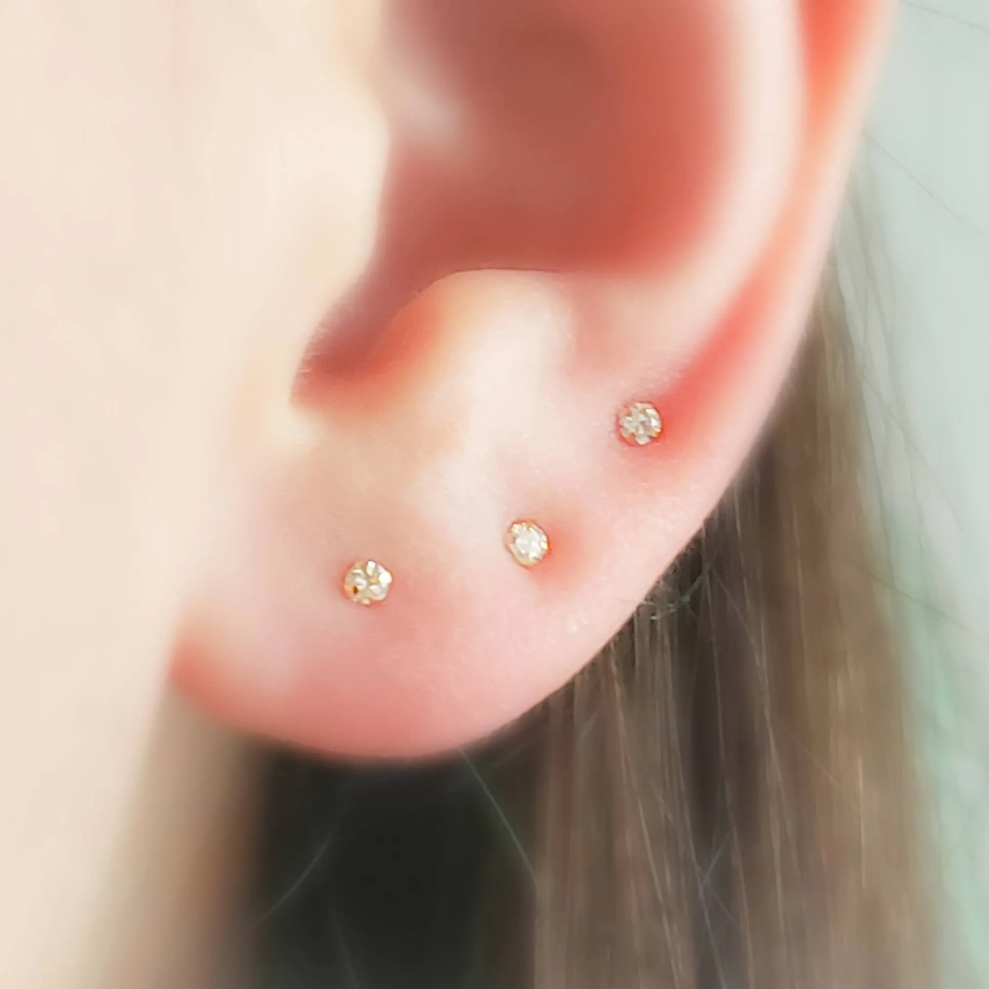 Super Tiny Diamond CZ Studs in 14k Gold