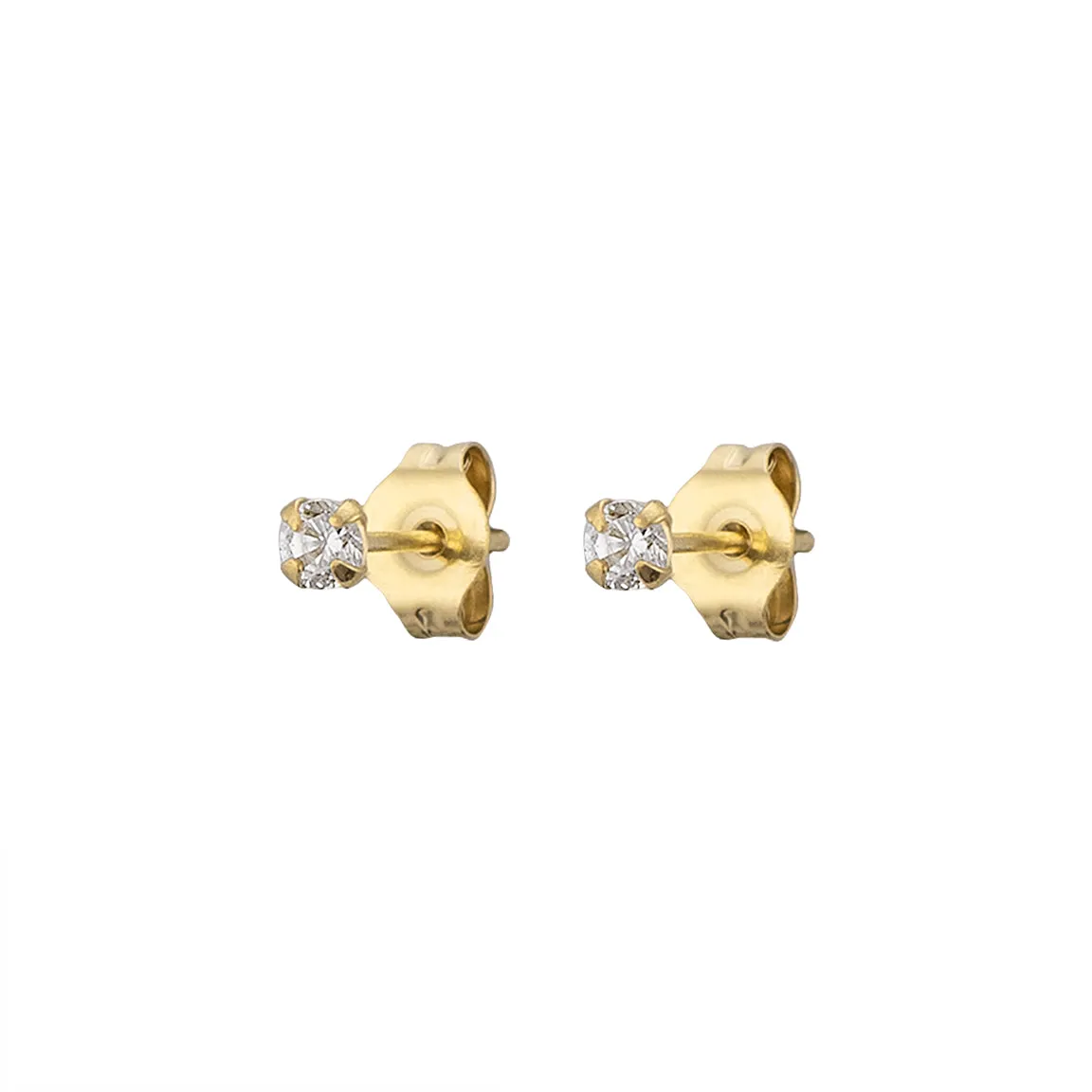 Super Tiny Diamond CZ Studs in 14k Gold