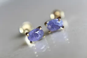 Tanzanite Earrings, Gemstone Earrings, Gold Earrings, Post Earrings, Tanzanite Post Earrings, Small Earrings, Minimalist Earrings, Lux, Gift