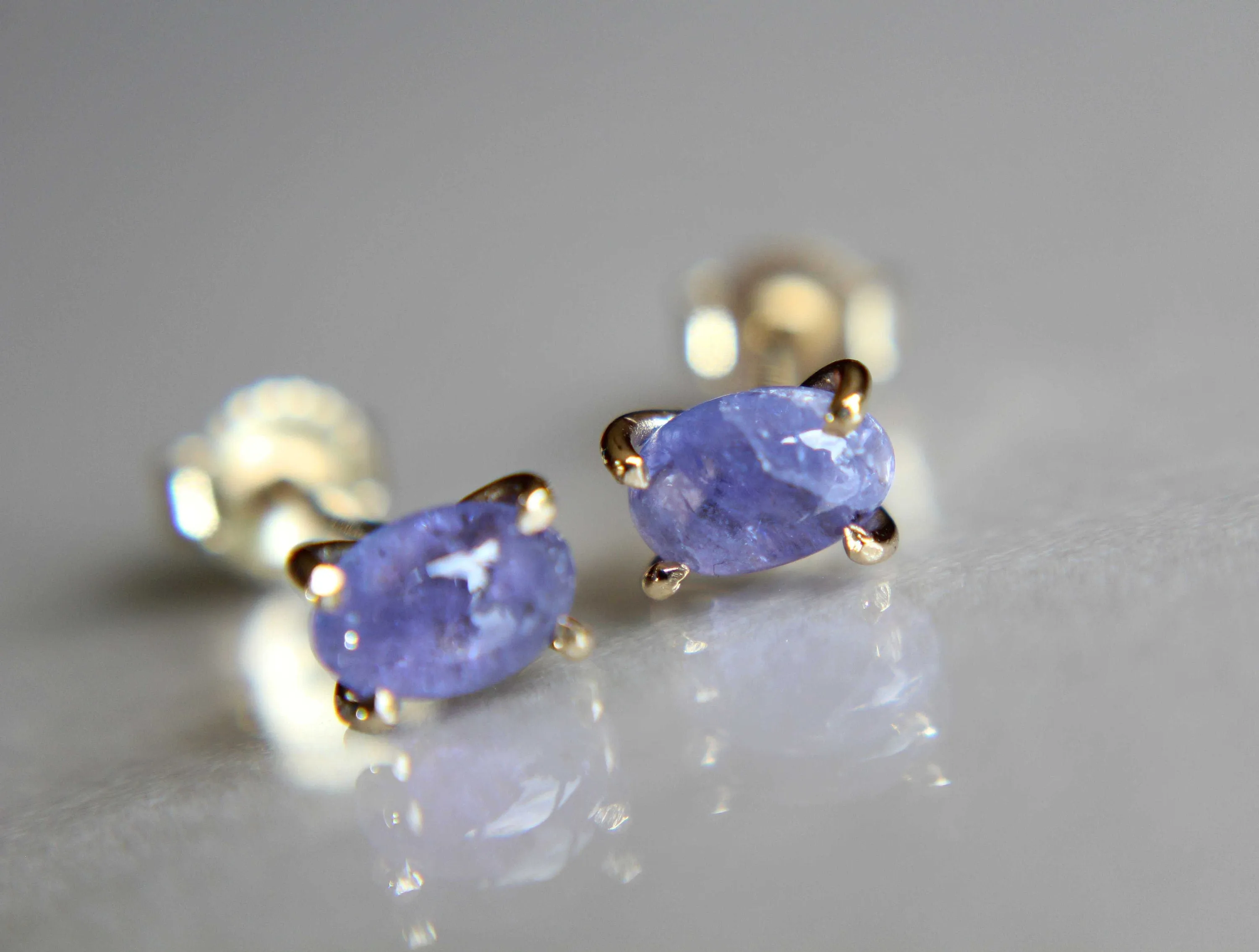 Tanzanite Earrings, Gemstone Earrings, Gold Earrings, Post Earrings, Tanzanite Post Earrings, Small Earrings, Minimalist Earrings, Lux, Gift