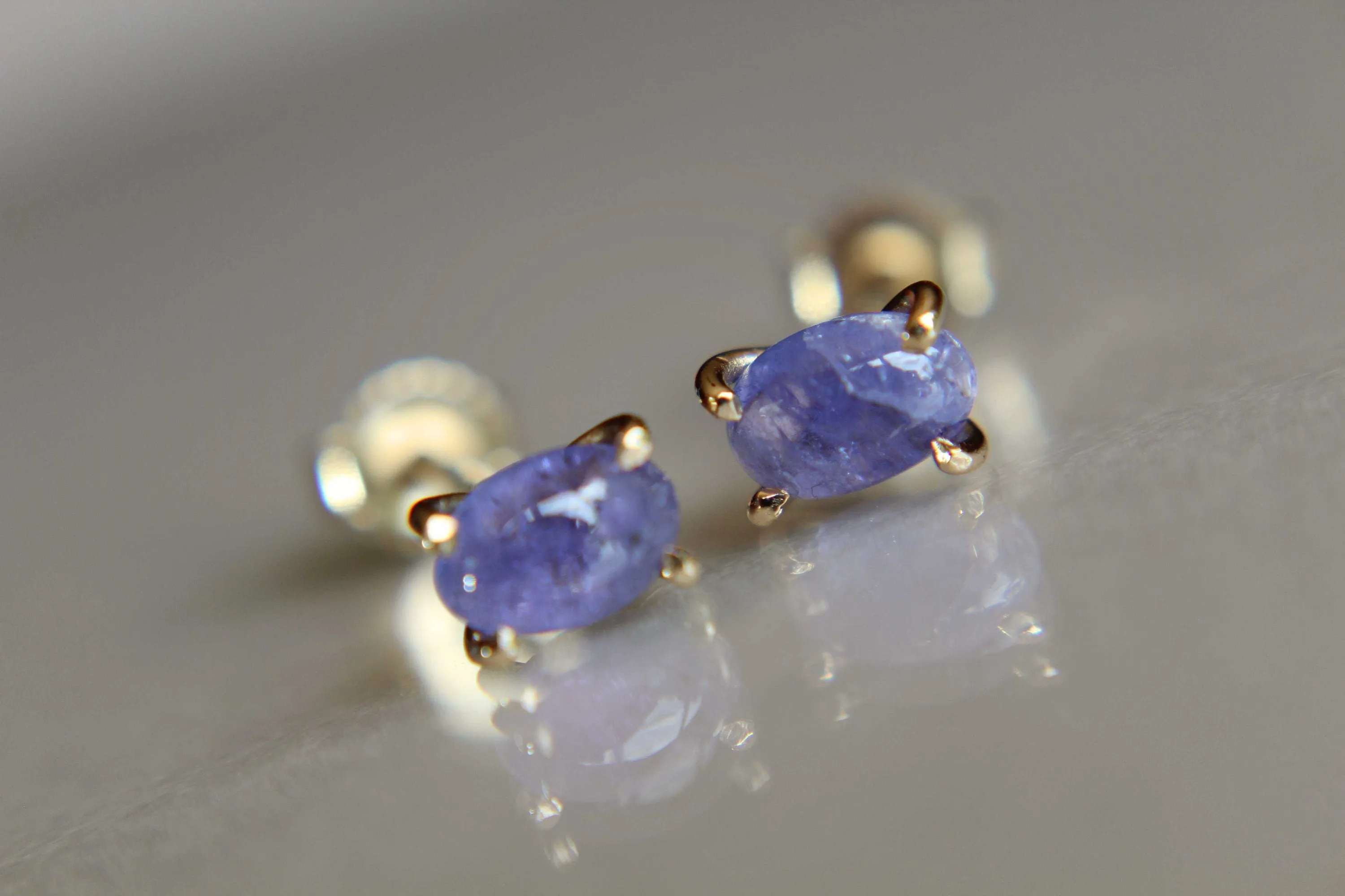 Tanzanite Earrings, Gemstone Earrings, Gold Earrings, Post Earrings, Tanzanite Post Earrings, Small Earrings, Minimalist Earrings, Lux, Gift