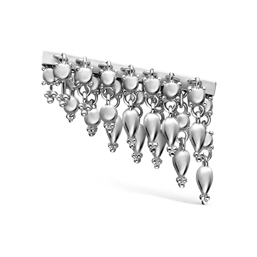 Tassel Bar Threaded Stud Earring by Maria Tash in 14K White Gold. Flat Stud.