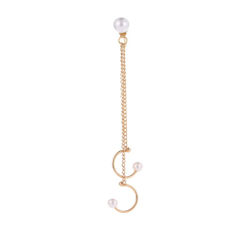 Temperamental Trend Imitation Pearl Tassel Ear Clip Ear Stud