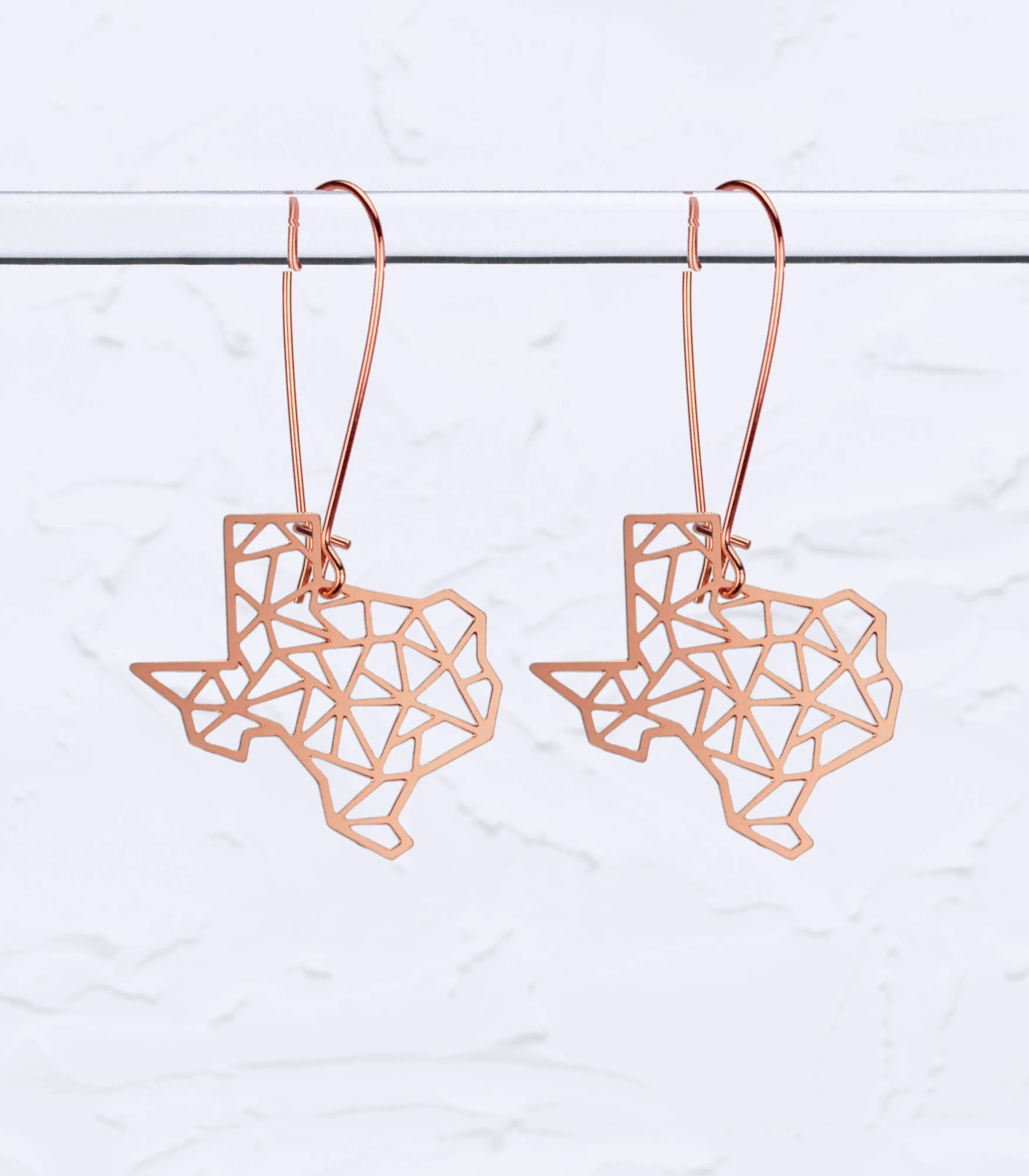 Texas State Geometric Earrings - Rose Gold