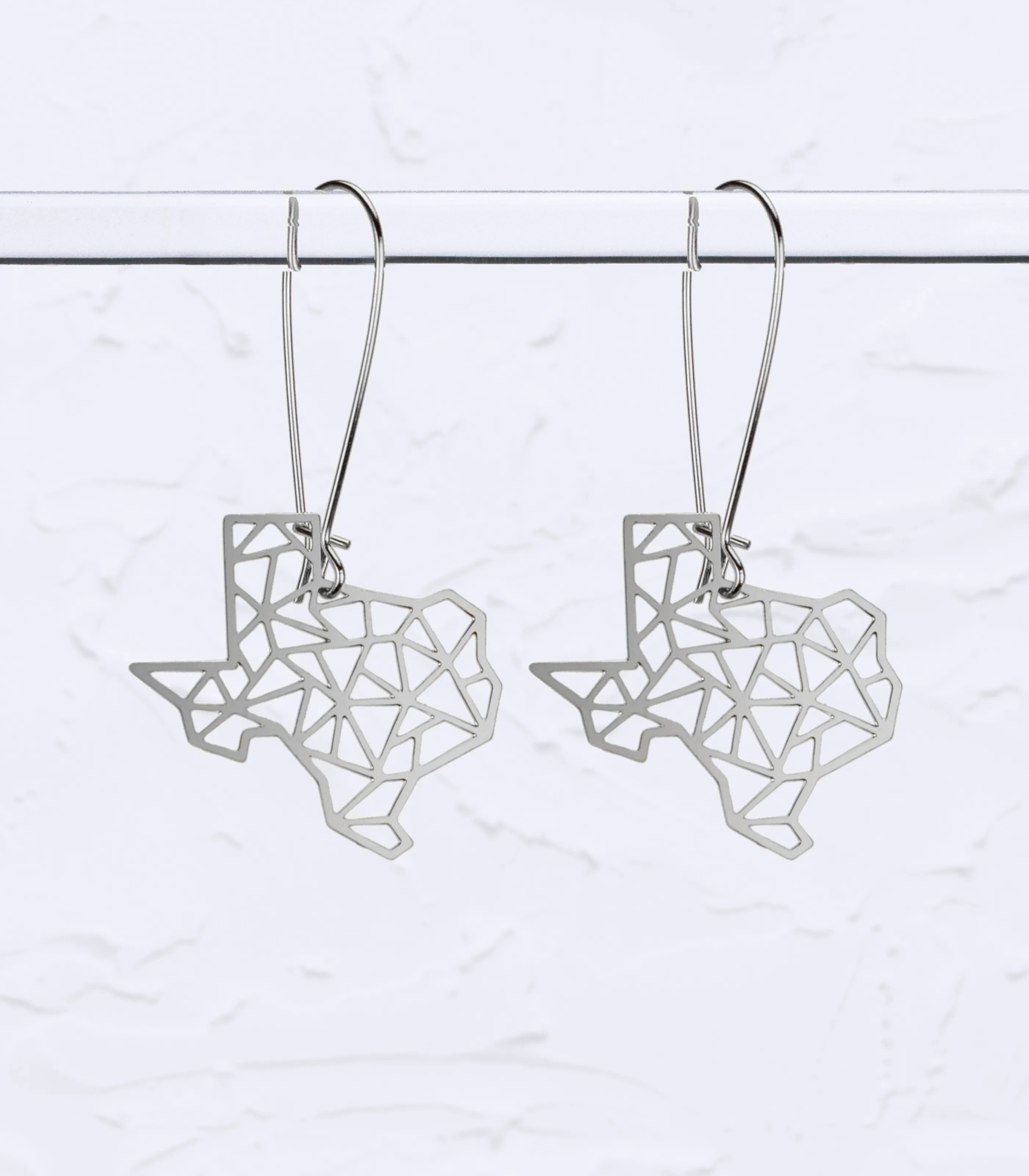 Texas State Geometric Earrings - Silver