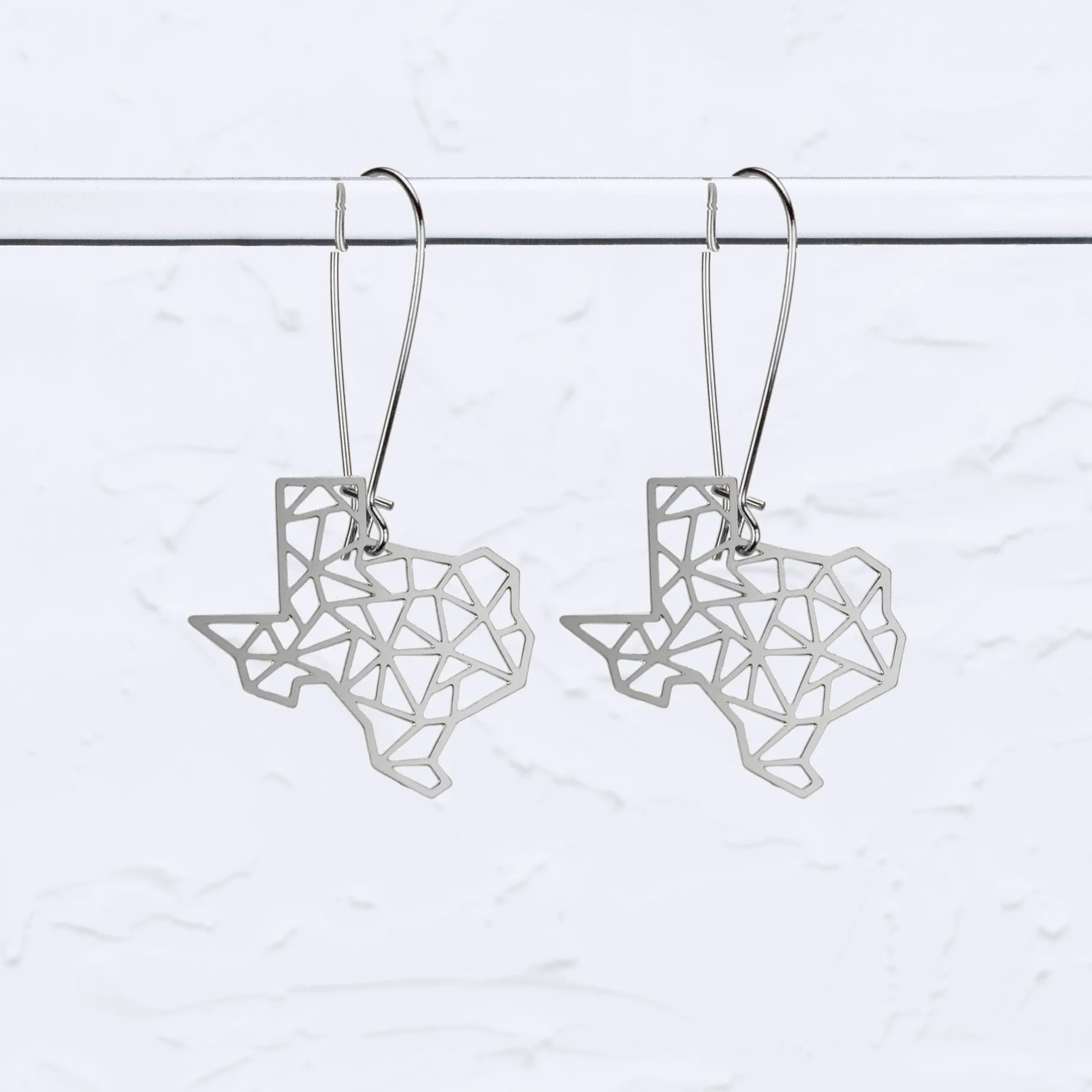 Texas State Geometric Earrings - Silver