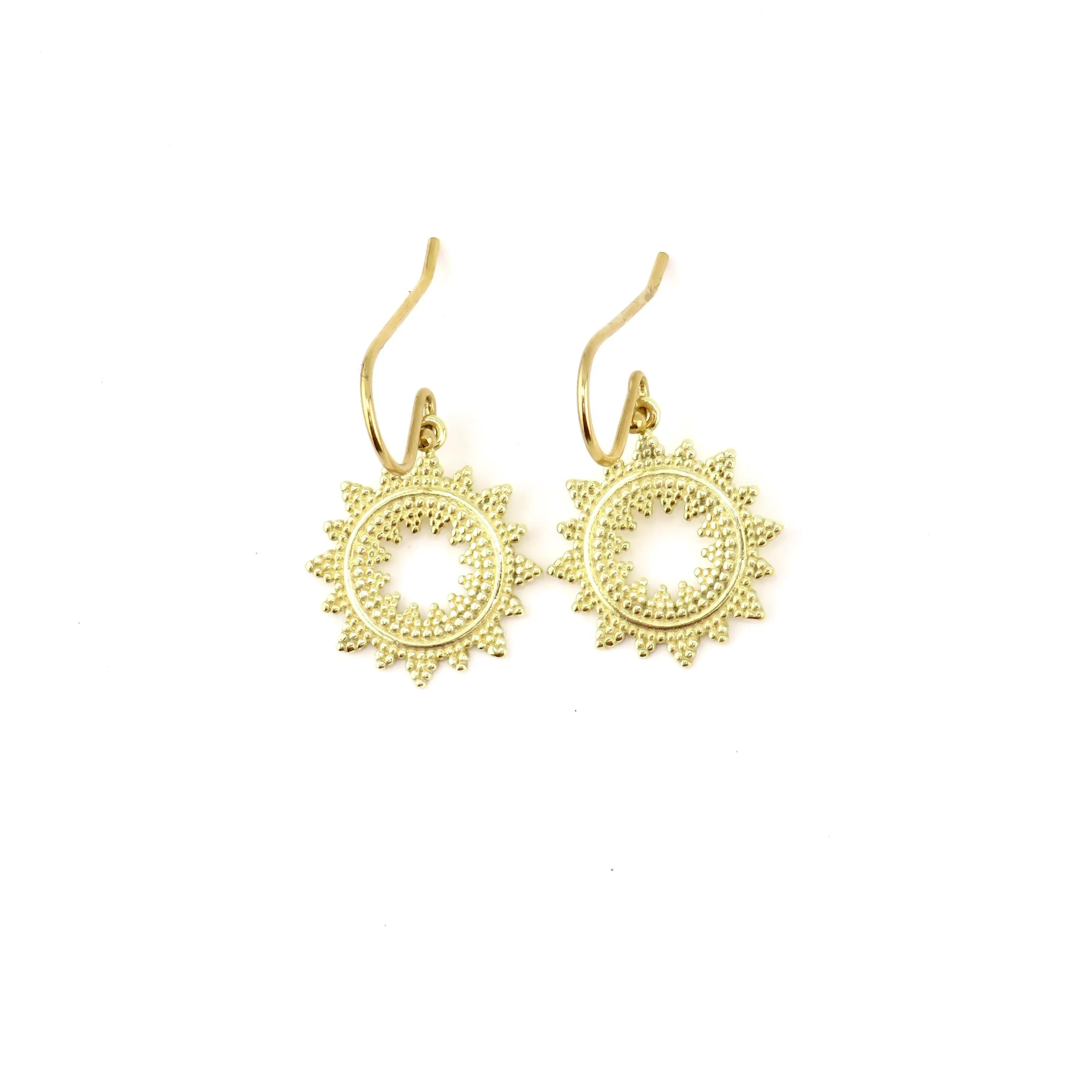 Textured Sunburst Earrings - Gold