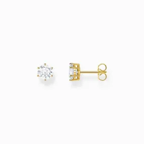 Thomas Sabo Gold-plated Ear Studs with White Zirconia in Brilliant Cut