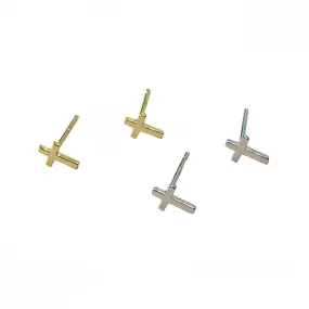 Tiny Plain Cross Studs