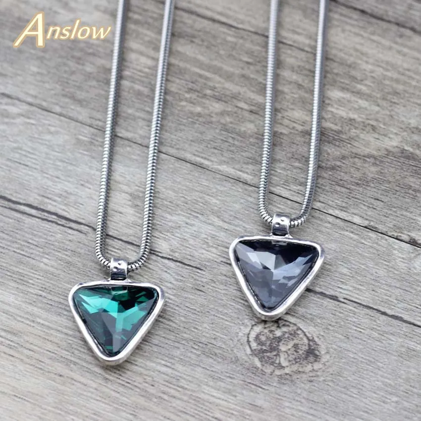 Triangular Crystal Pendant Necklace