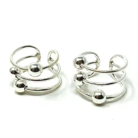 Triple Ball Sterling Silver Ear Cuffs