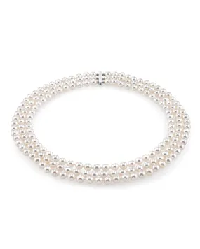 Triple Strand White Freshwater Pearl Necklace