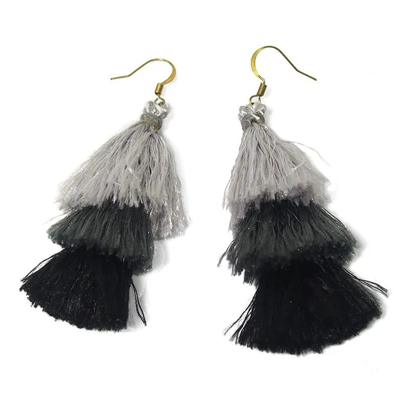 Triple Tassel Earrings, C