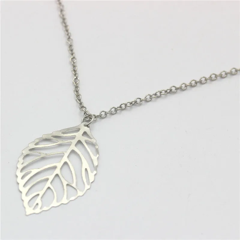 Two Leaf Pendants Necklace