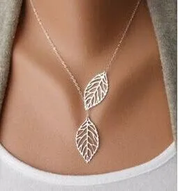 Two Leaf Pendants Necklace