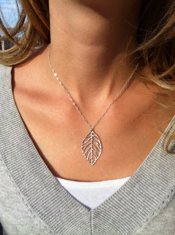 Two Leaf Pendants Necklace