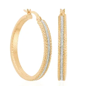 Two-Tone Sterling Silver & Gold Hoops 1.41”