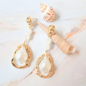 Wavy Pearl Dangle Earrings