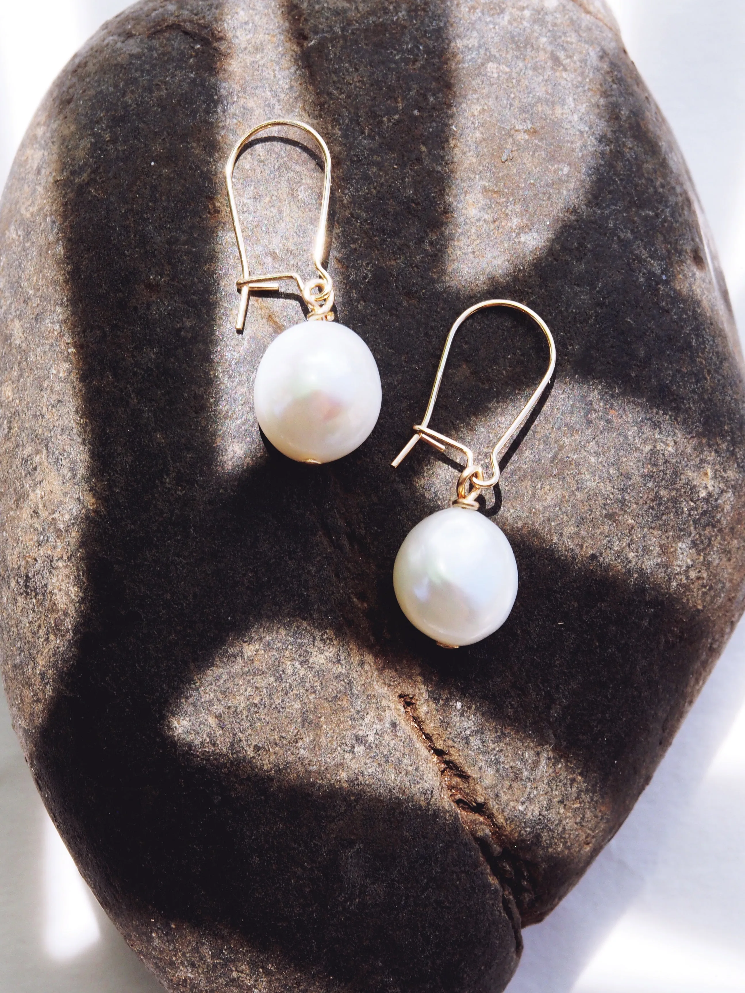 White Freshwater Pearl Drop Earrings - Haukea