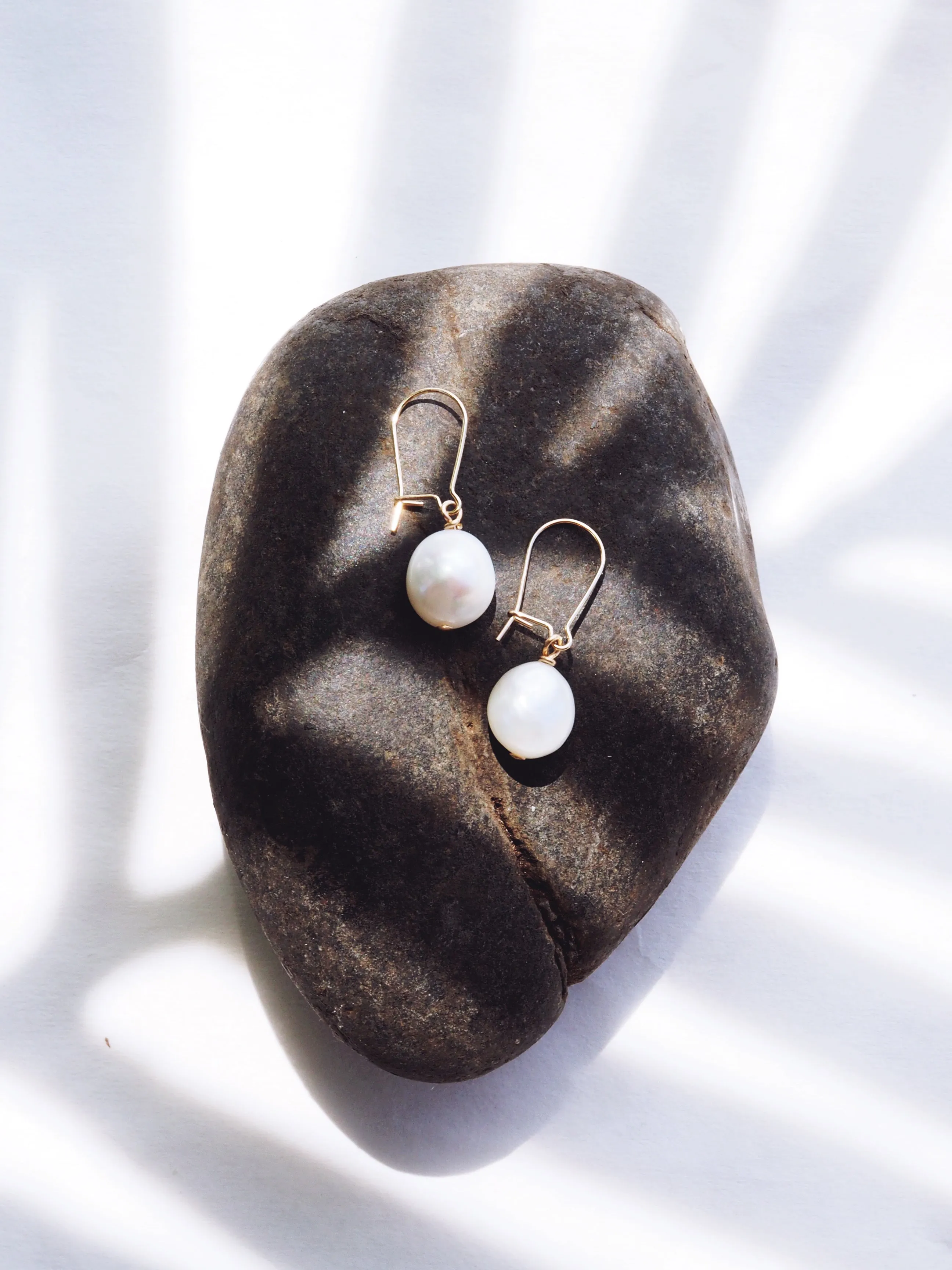 White Freshwater Pearl Drop Earrings - Haukea