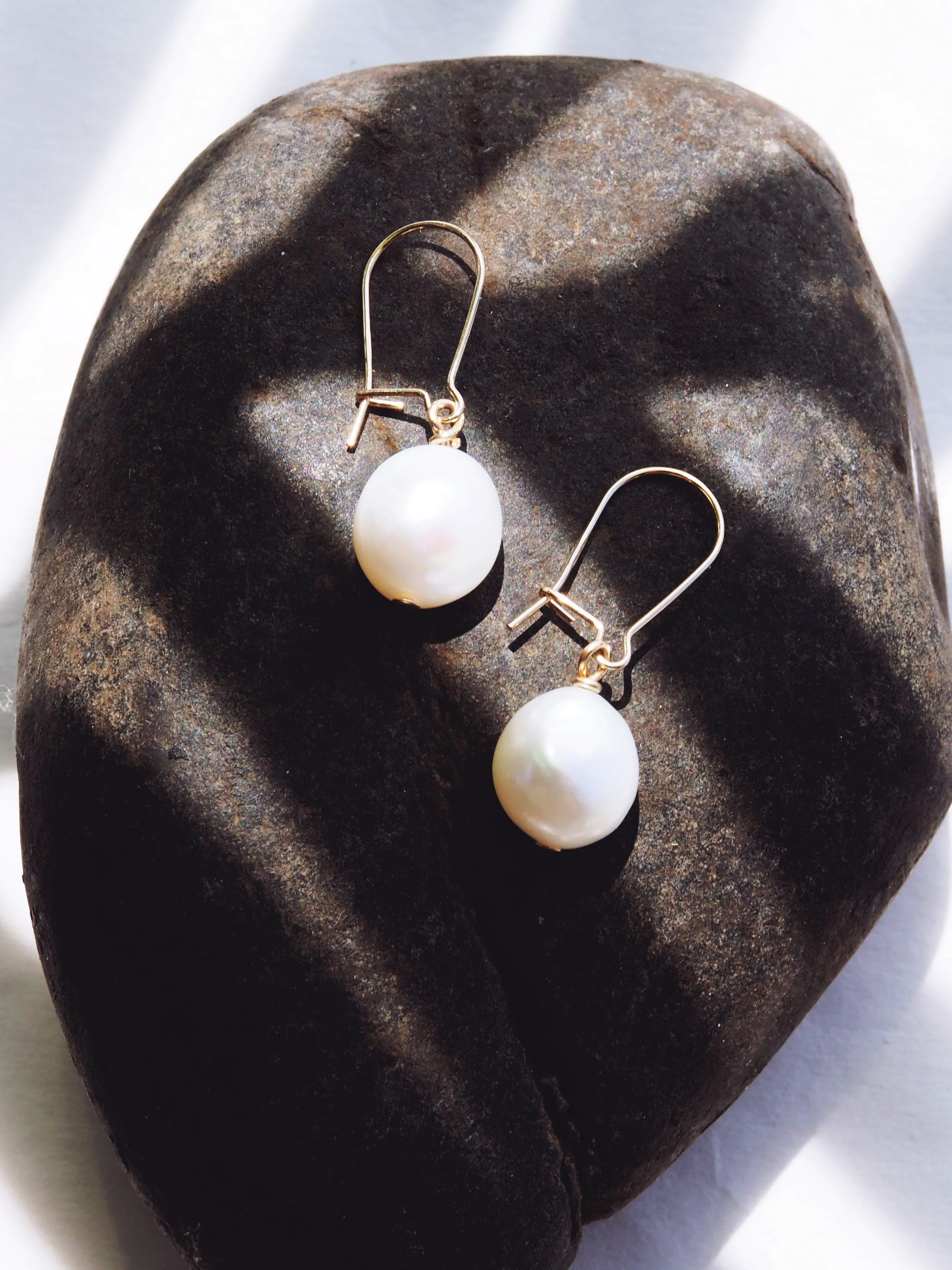 White Freshwater Pearl Drop Earrings - Haukea