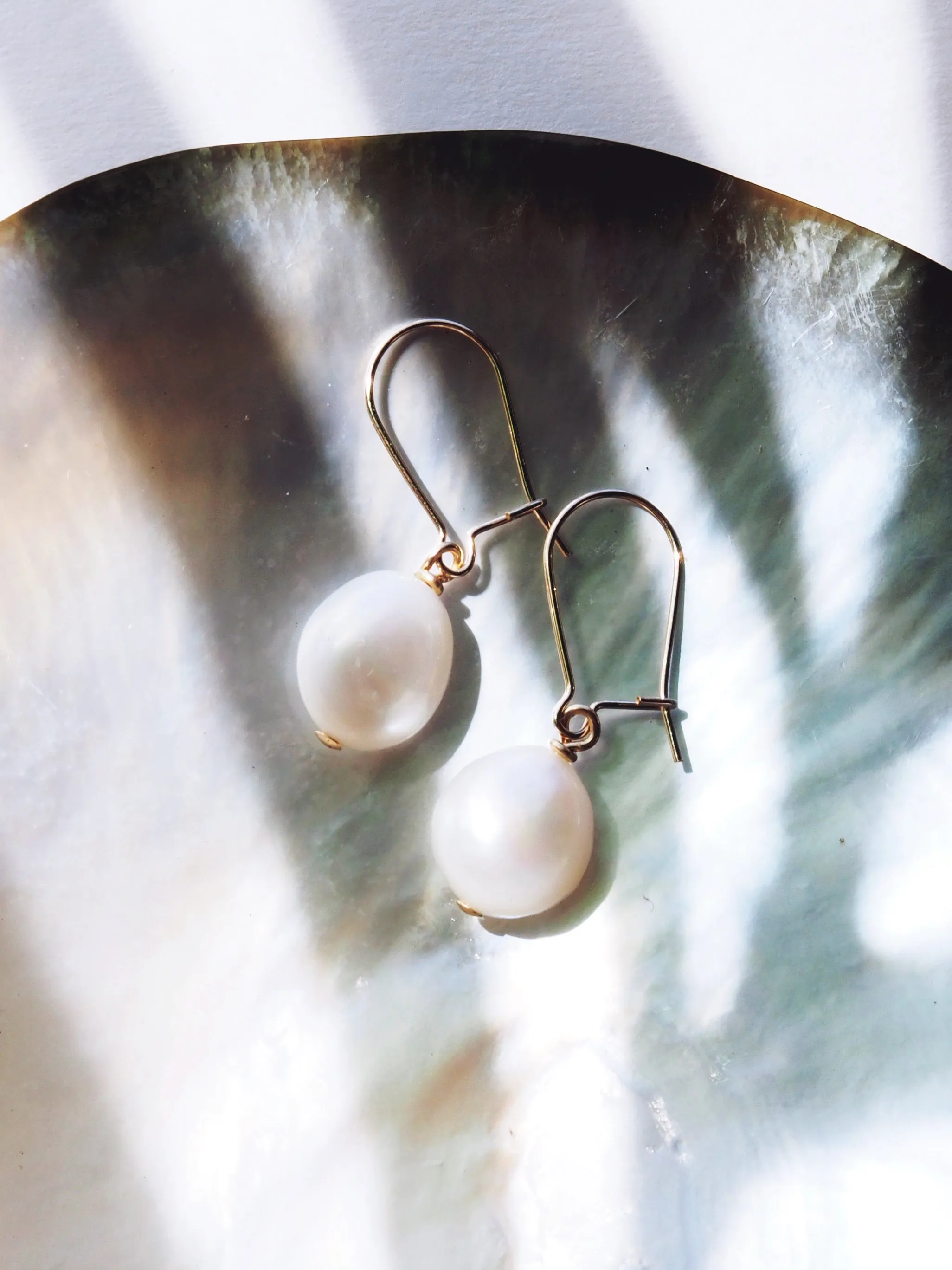 White Freshwater Pearl Drop Earrings - Haukea