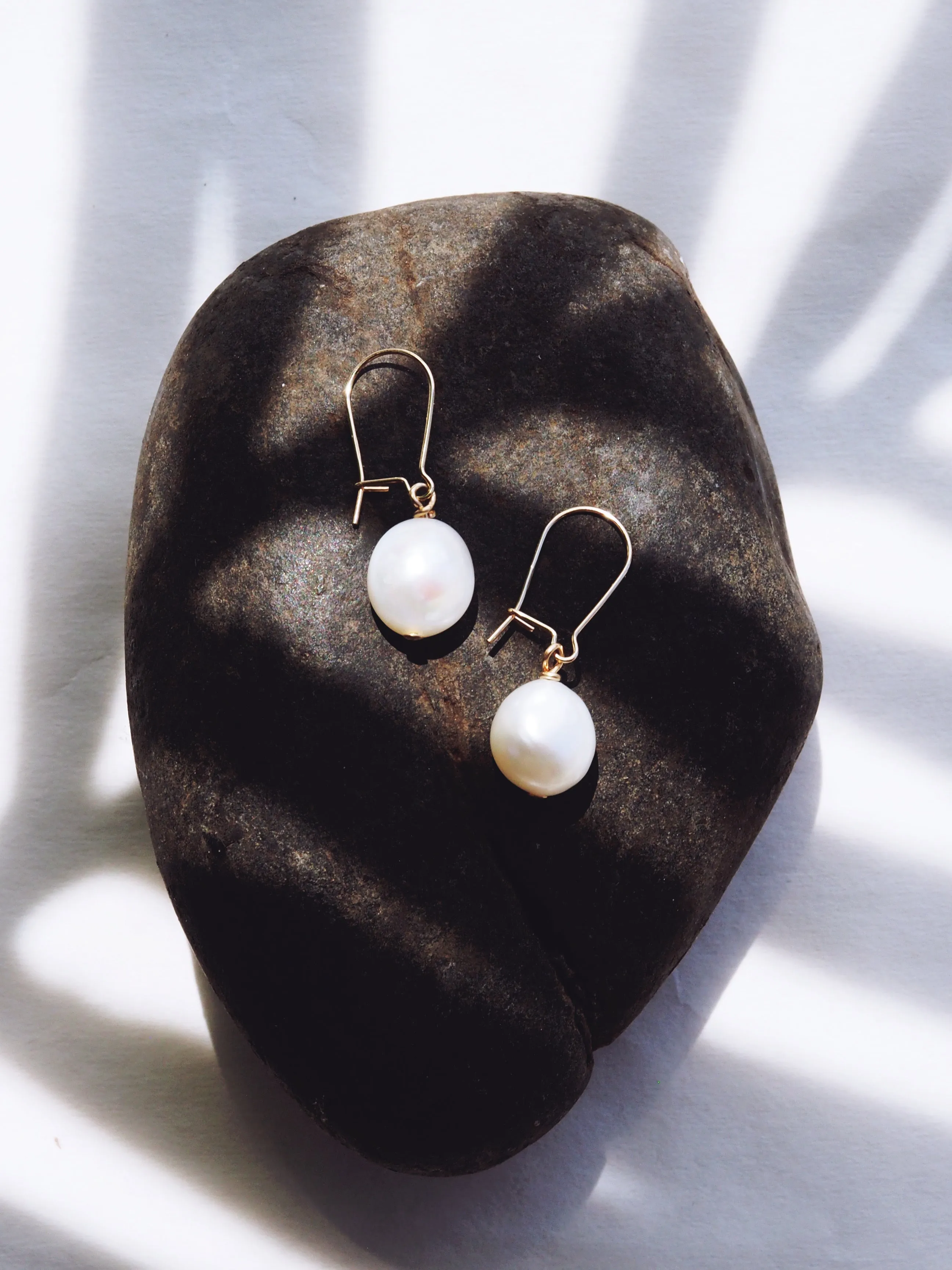 White Freshwater Pearl Drop Earrings - Haukea